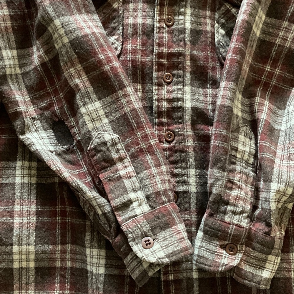 Pendleton Brown and Red Plaid Wool Flannel Shirt - Picture 8 of 9